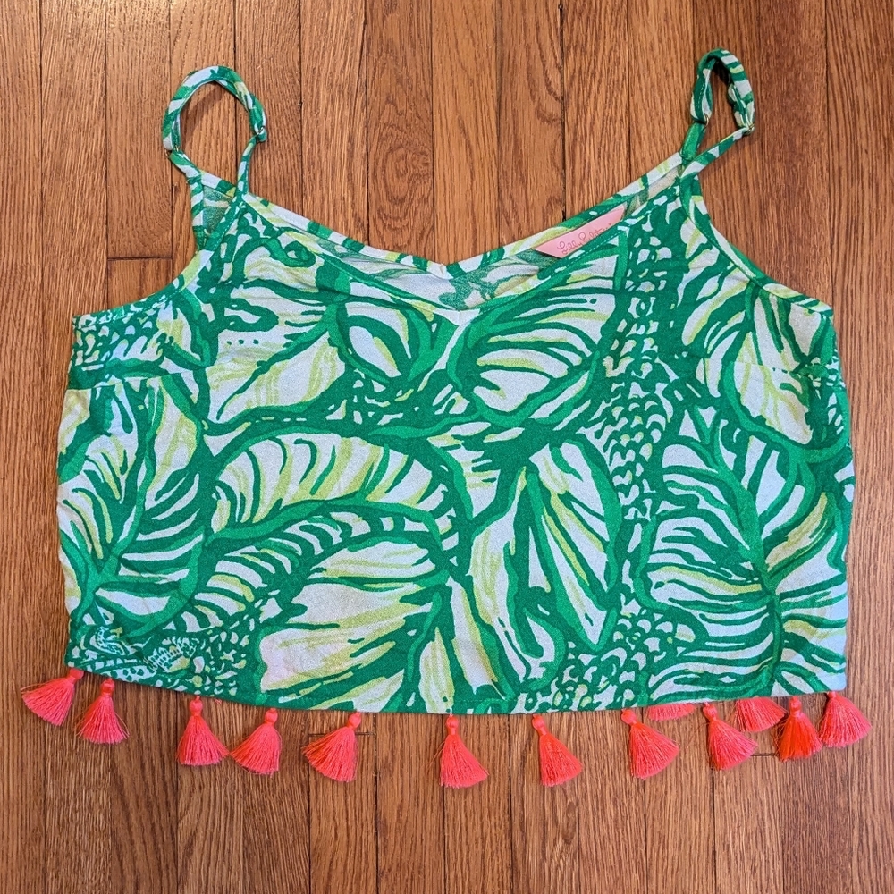 Lilly Pulitzer Green and White Ramona Crop Top